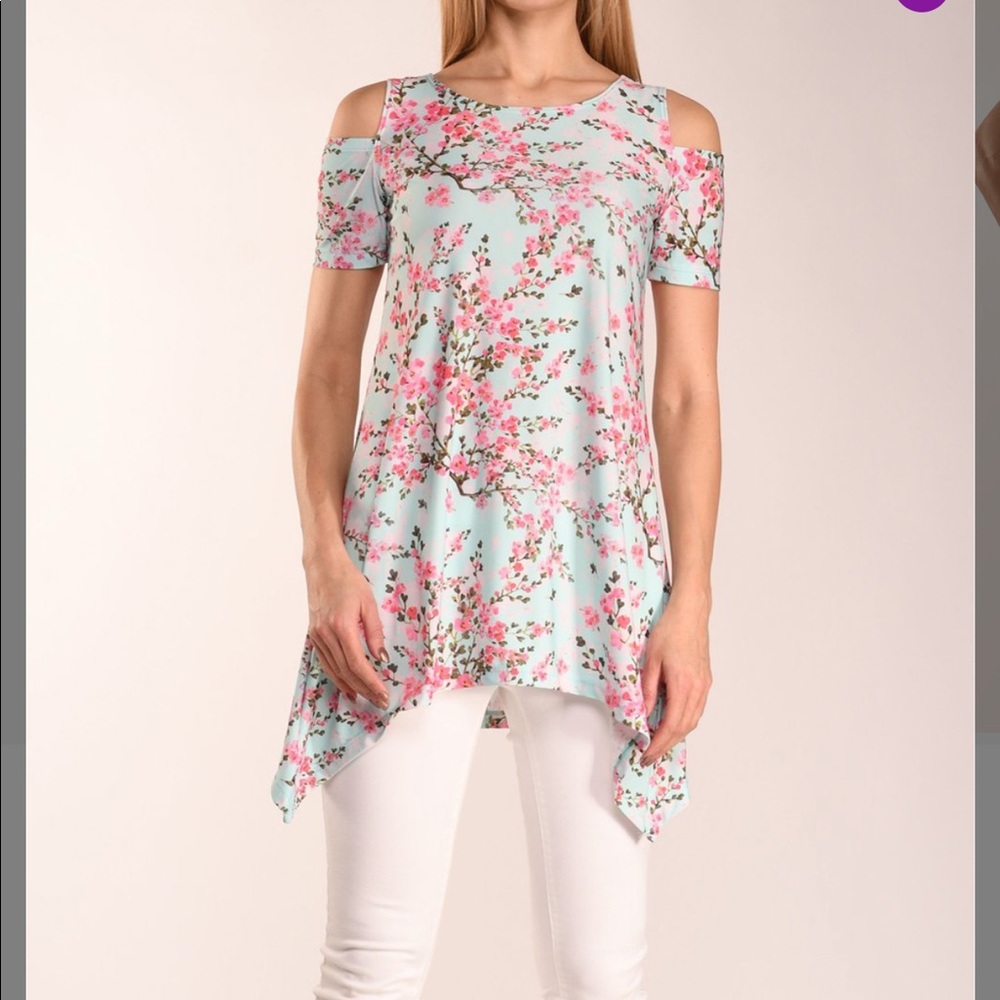 Mint Pink floral tunic size 2X NWT